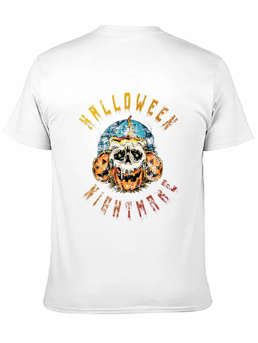 Halloween Nightmare Graphic Tee - Skull & Pumpkins