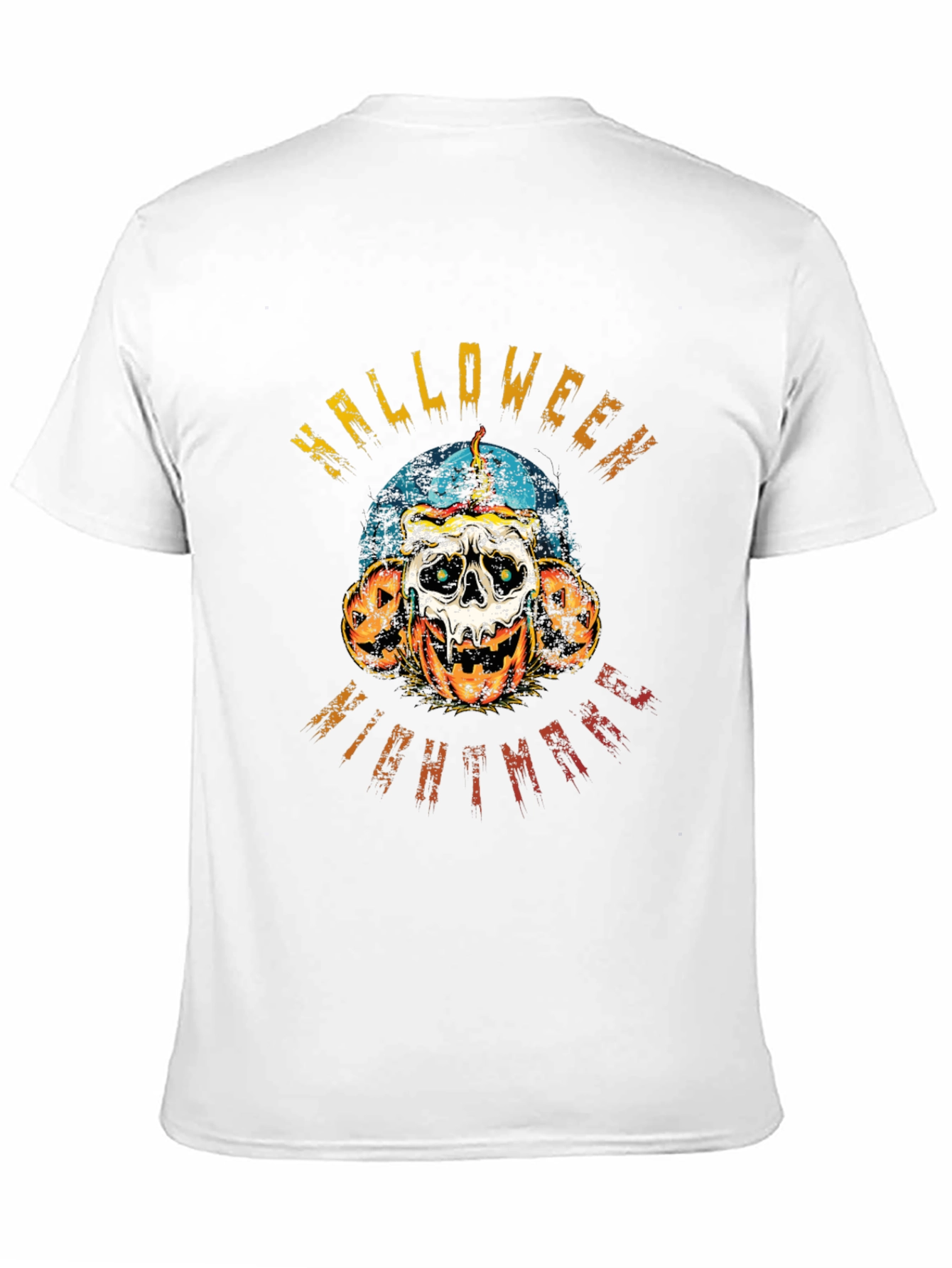 Halloween Nightmare Graphic Tee - Skull & Pumpkins
