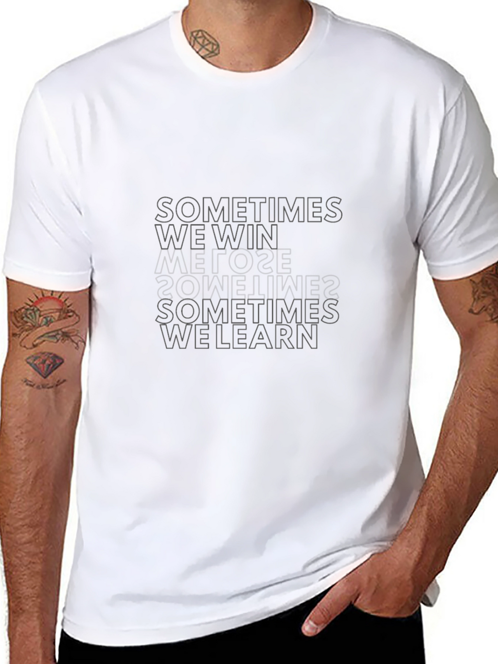 Sometimes We Win Graphic Tee - Black Casual Shirt