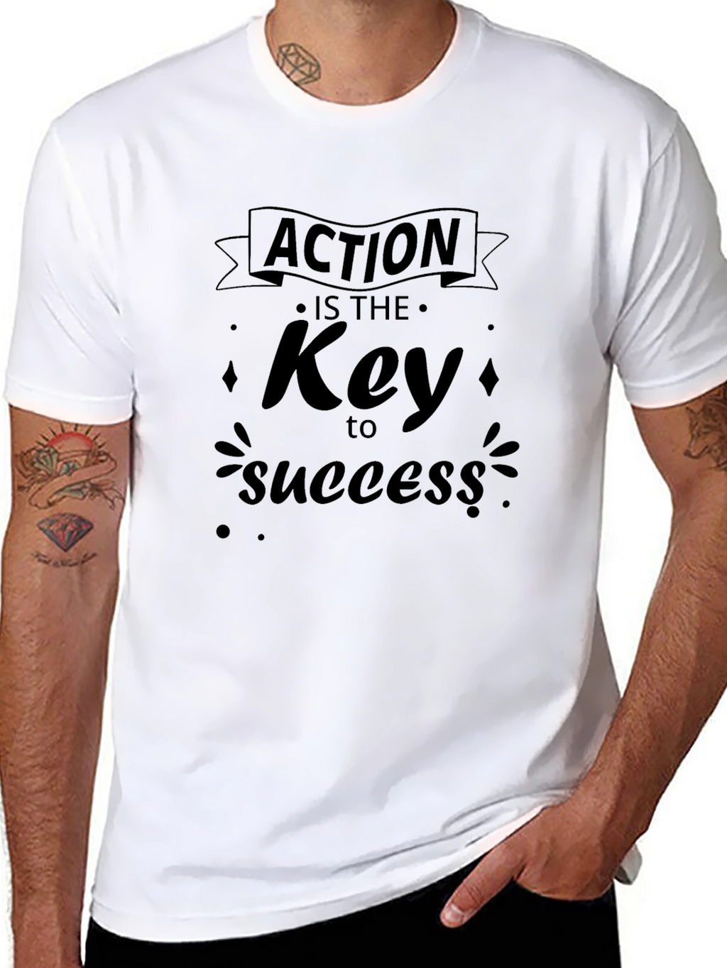 Action is Key to Success Black T-Shirt
