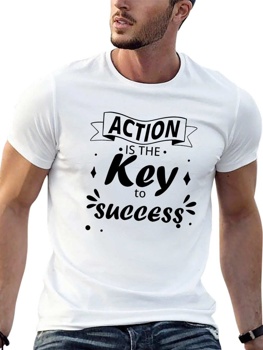 Action is Key to Success Black T-Shirt