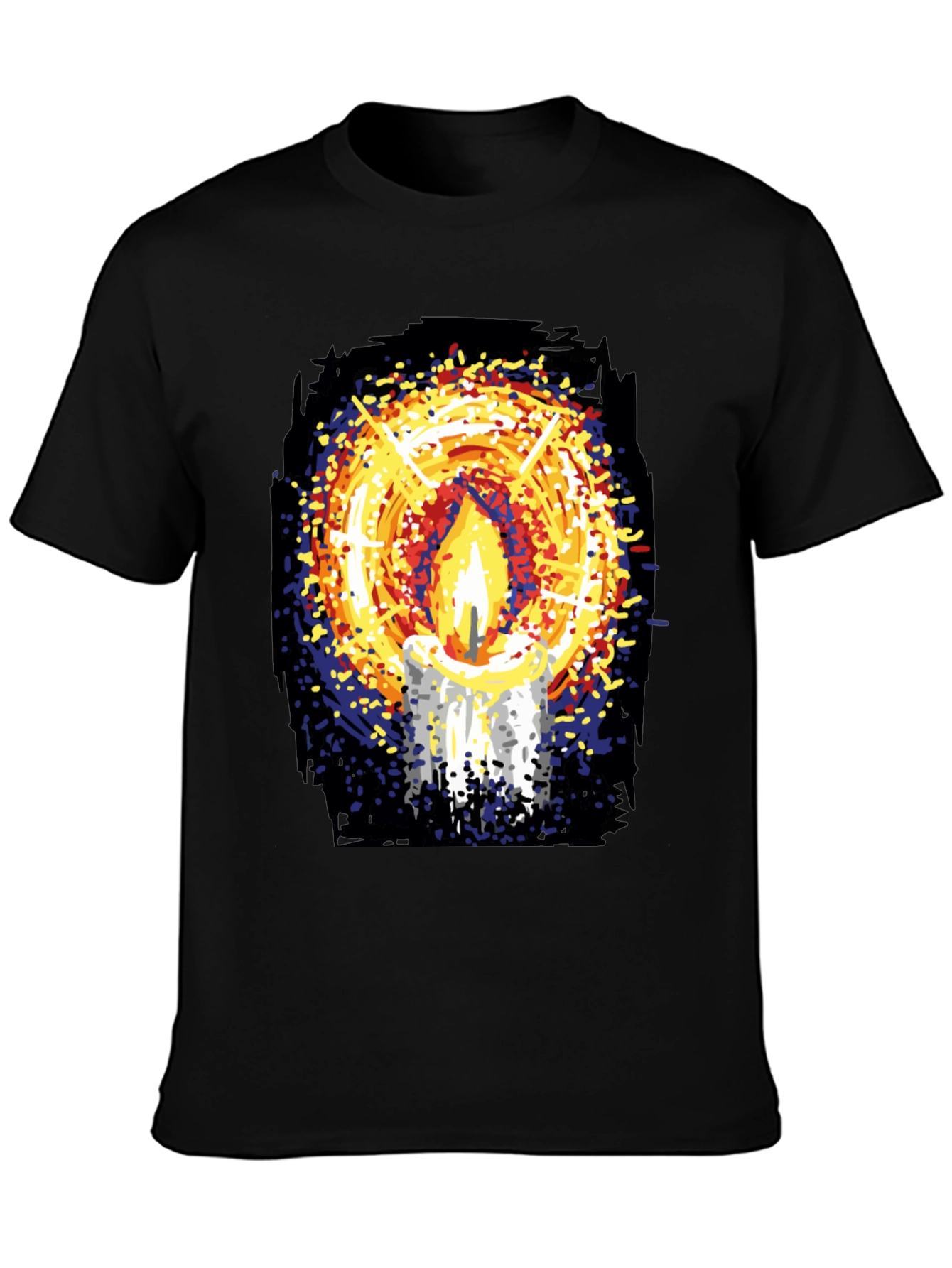 Candlelight Graphic Print Black T-Shirt