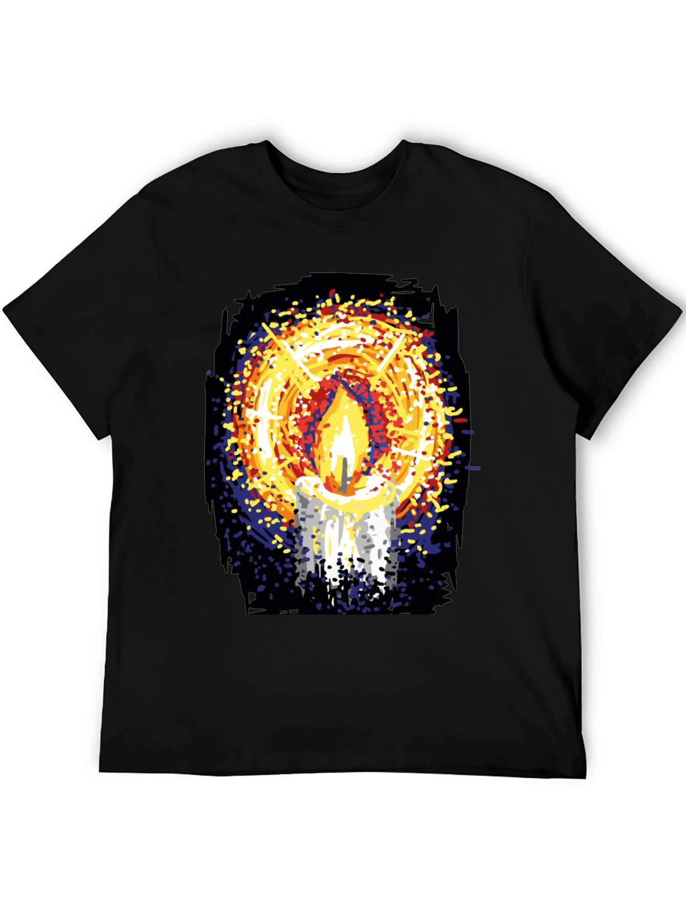Candlelight Graphic Print Black T-Shirt