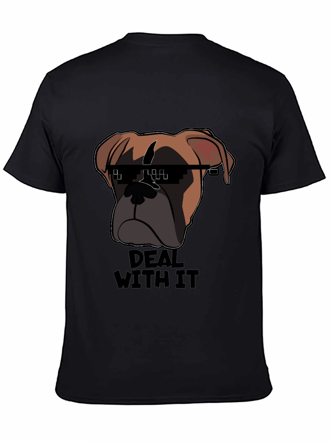 Deal With It Dog T-Shirt - Funny Pixel Glasses Tee