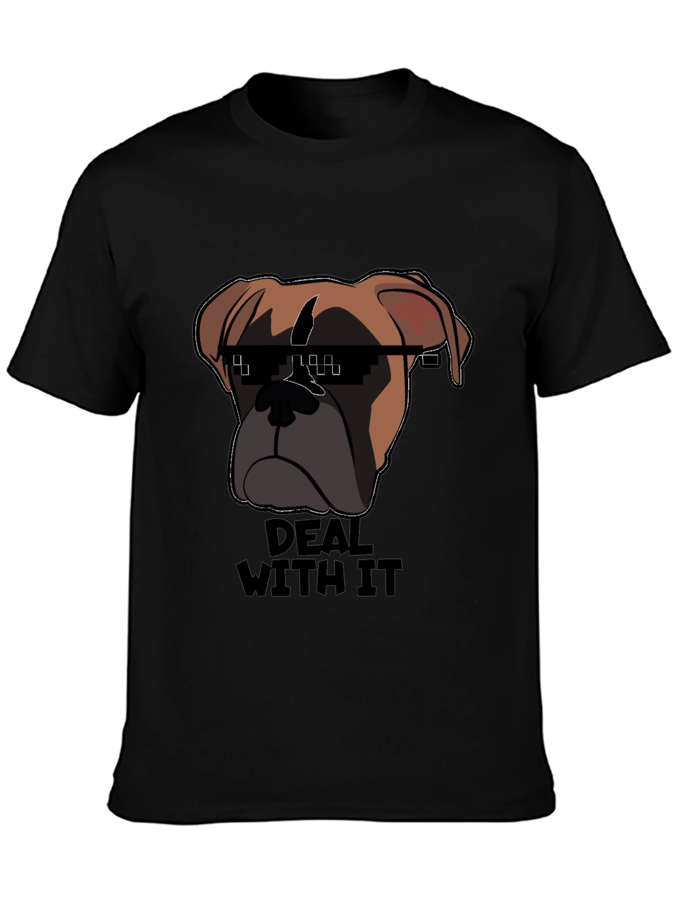 Deal With It Dog T-Shirt - Funny Pixel Glasses Tee