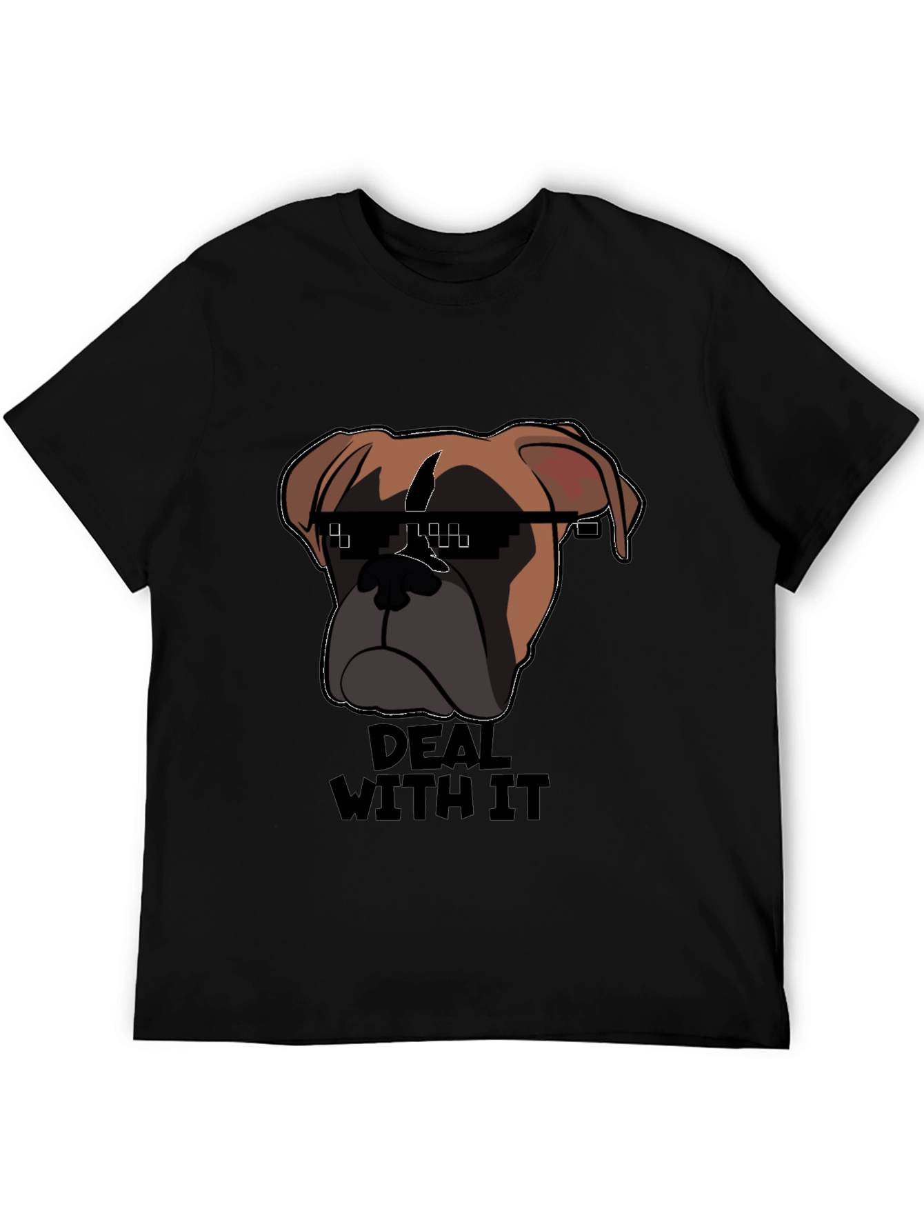 Deal With It Dog T-Shirt - Funny Pixel Glasses Tee