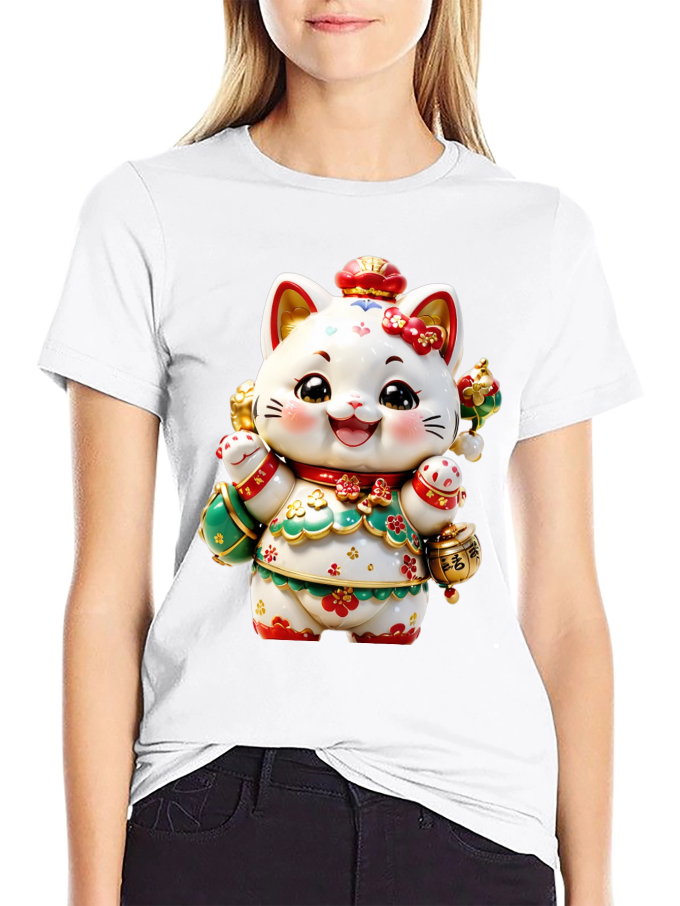 Lucky Cat Graphic Tee - Chinese New Year Style