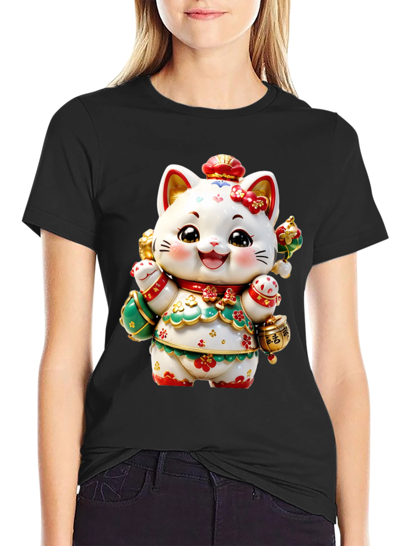Lucky Cat Graphic Tee - Chinese New Year Style