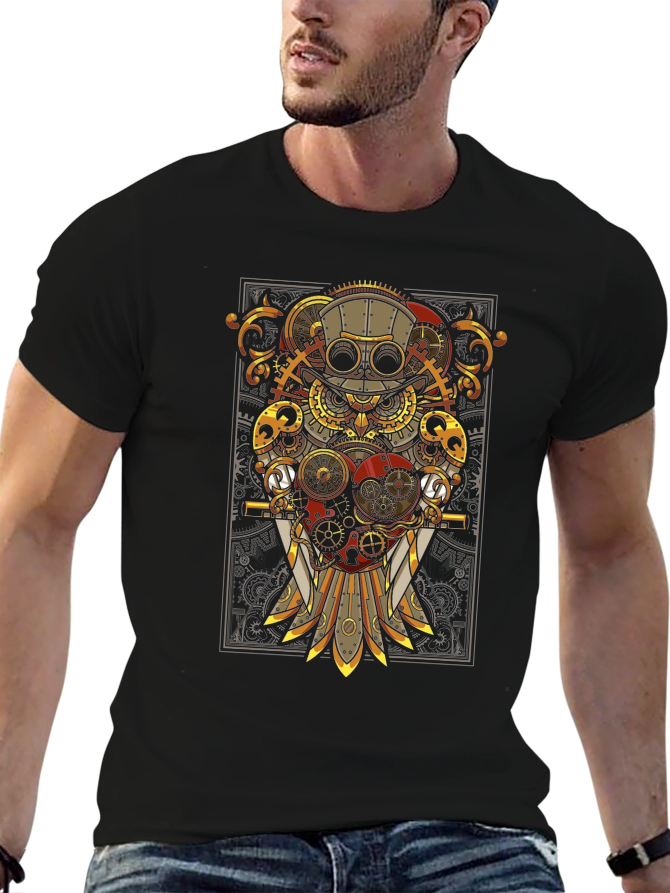 Steampunk Owl T-Shirt - Gearwork Design