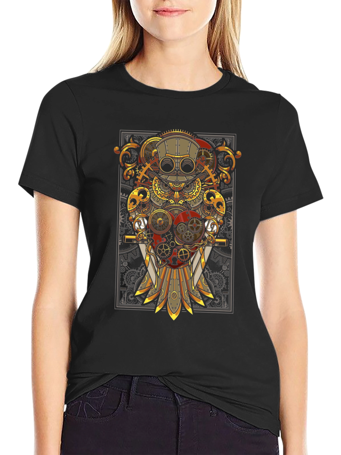 Steampunk Owl T-Shirt - Gearwork Design
