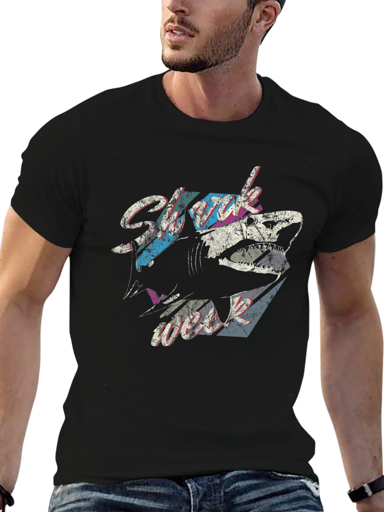 Shark Attack Graphic T-Shirt - Vintage Style Tee