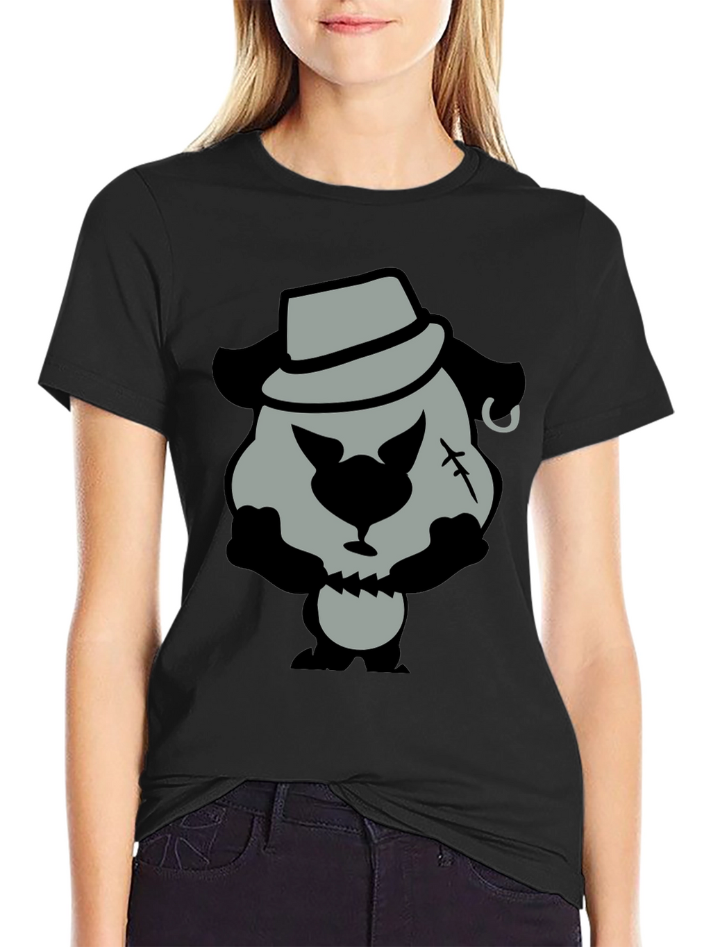 Cartoon Gangster Bear Graphic T-Shirt