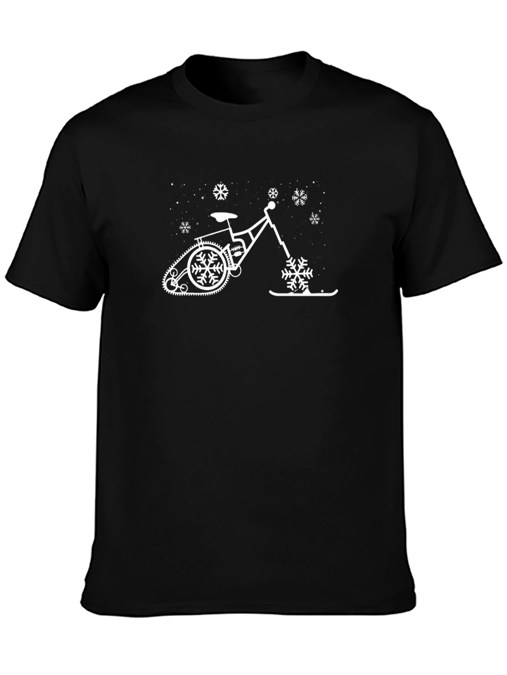 Winter Bike T-Shirt - Snowflakes & Ski Fun!