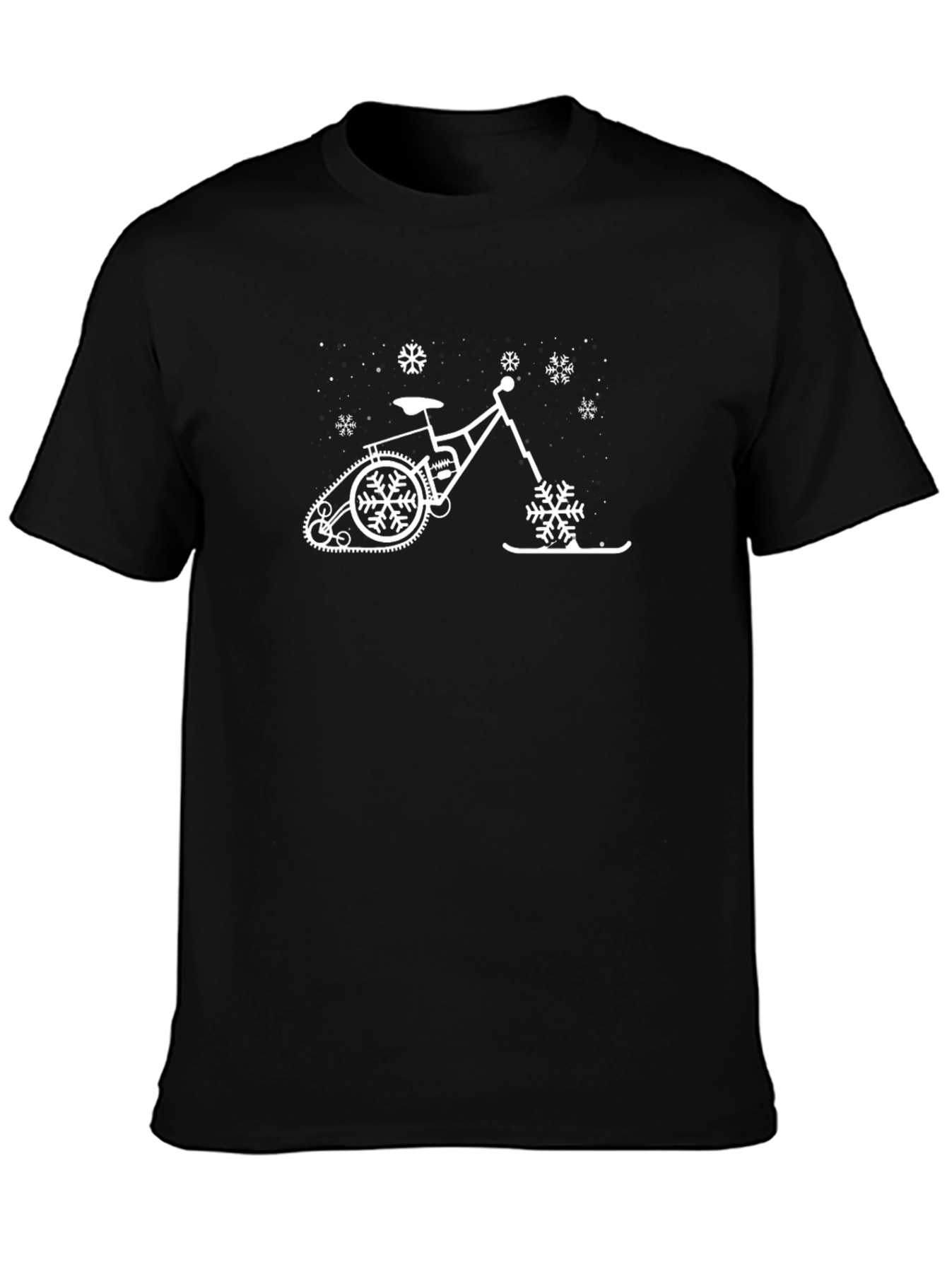 Winter Bike T-Shirt - Snowflakes & Ski Fun!
