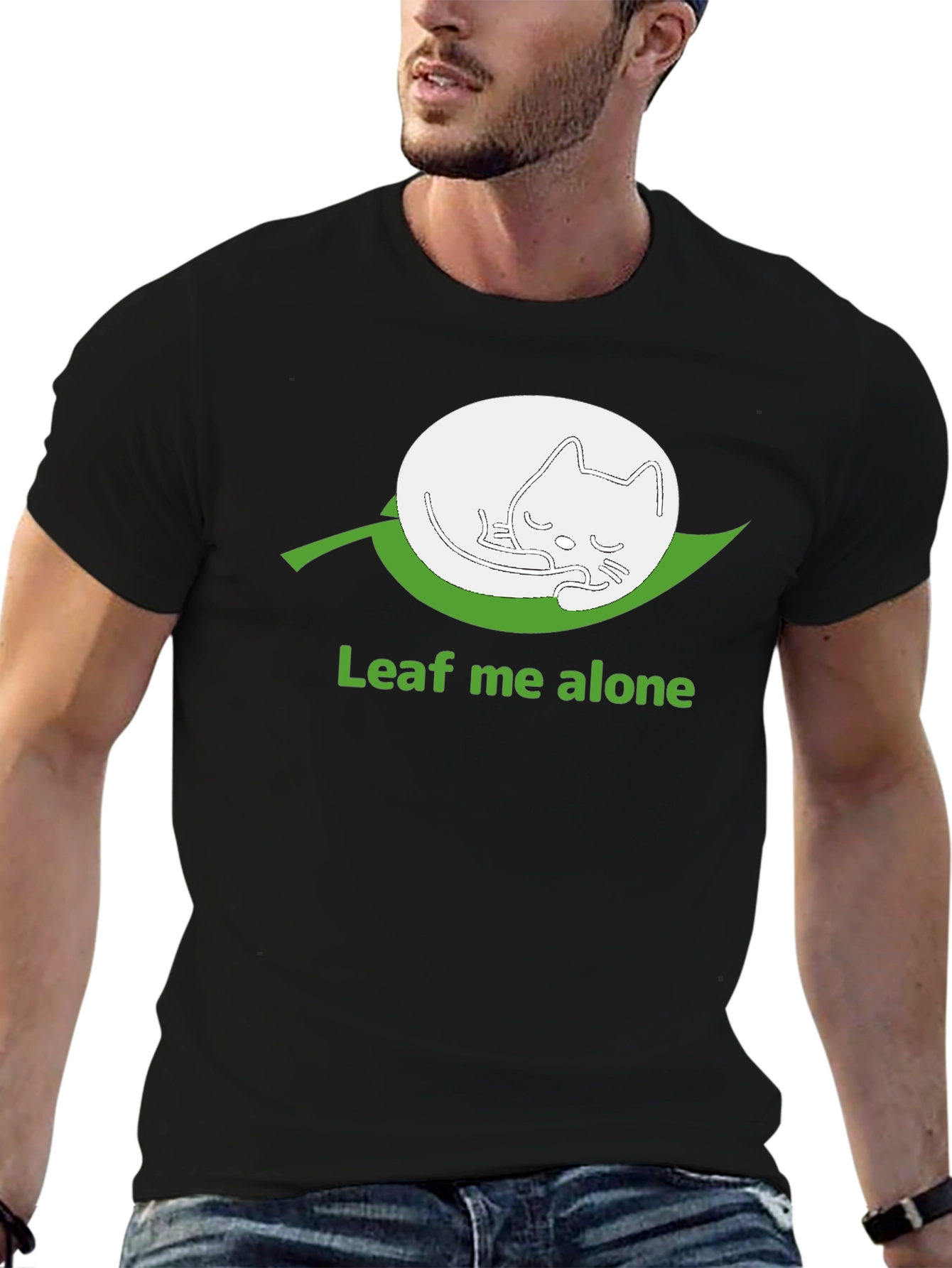 Leaf Me Alone Funny Cat T-Shirt