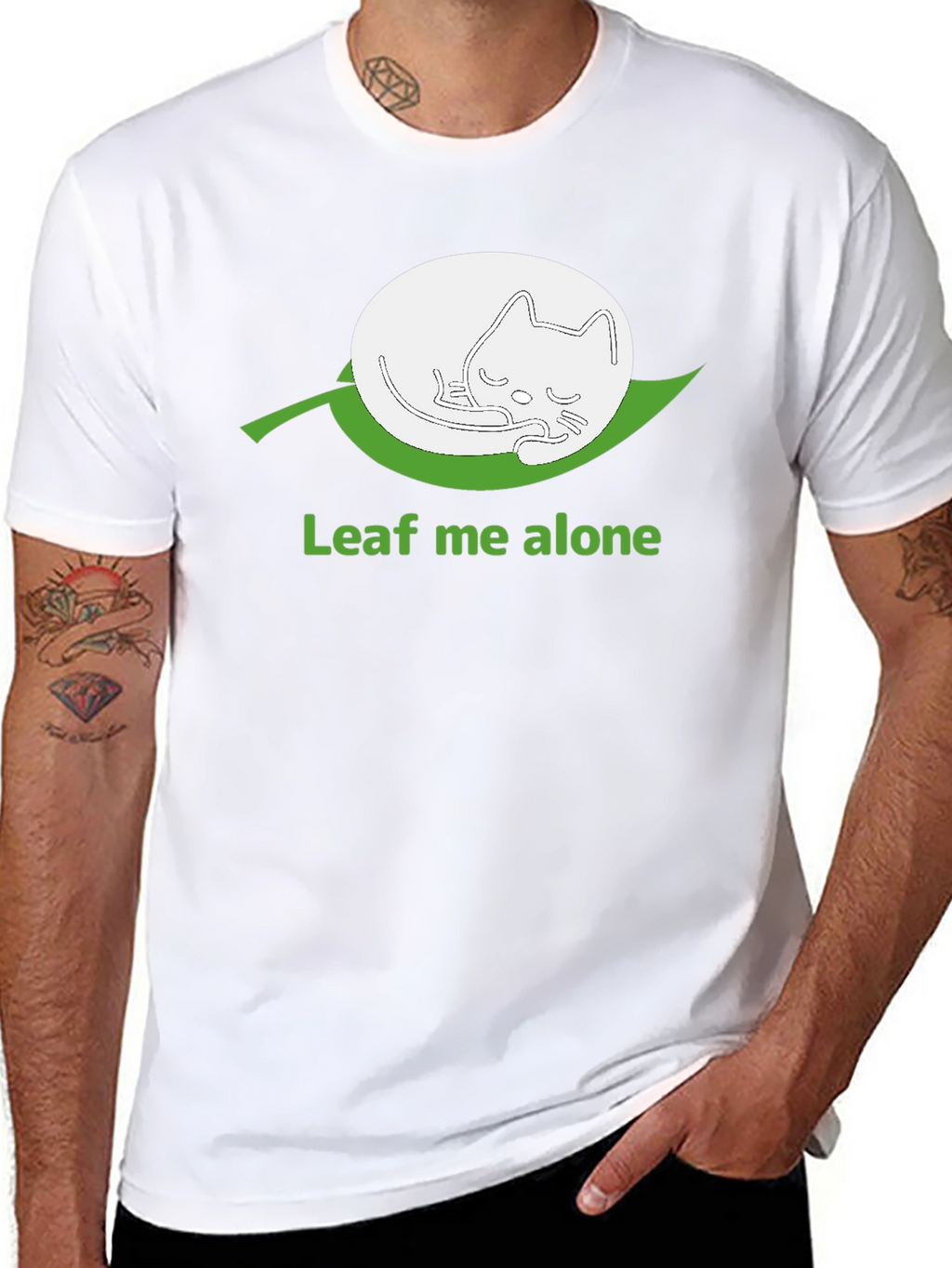 Leaf Me Alone Funny Cat T-Shirt