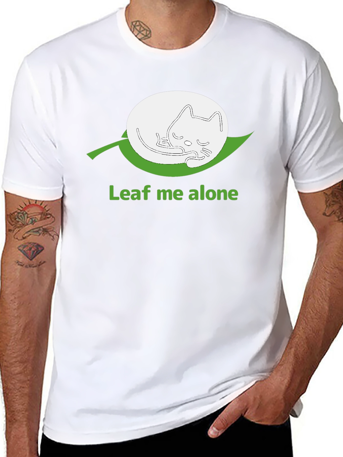 Leaf Me Alone Funny Cat T-Shirt
