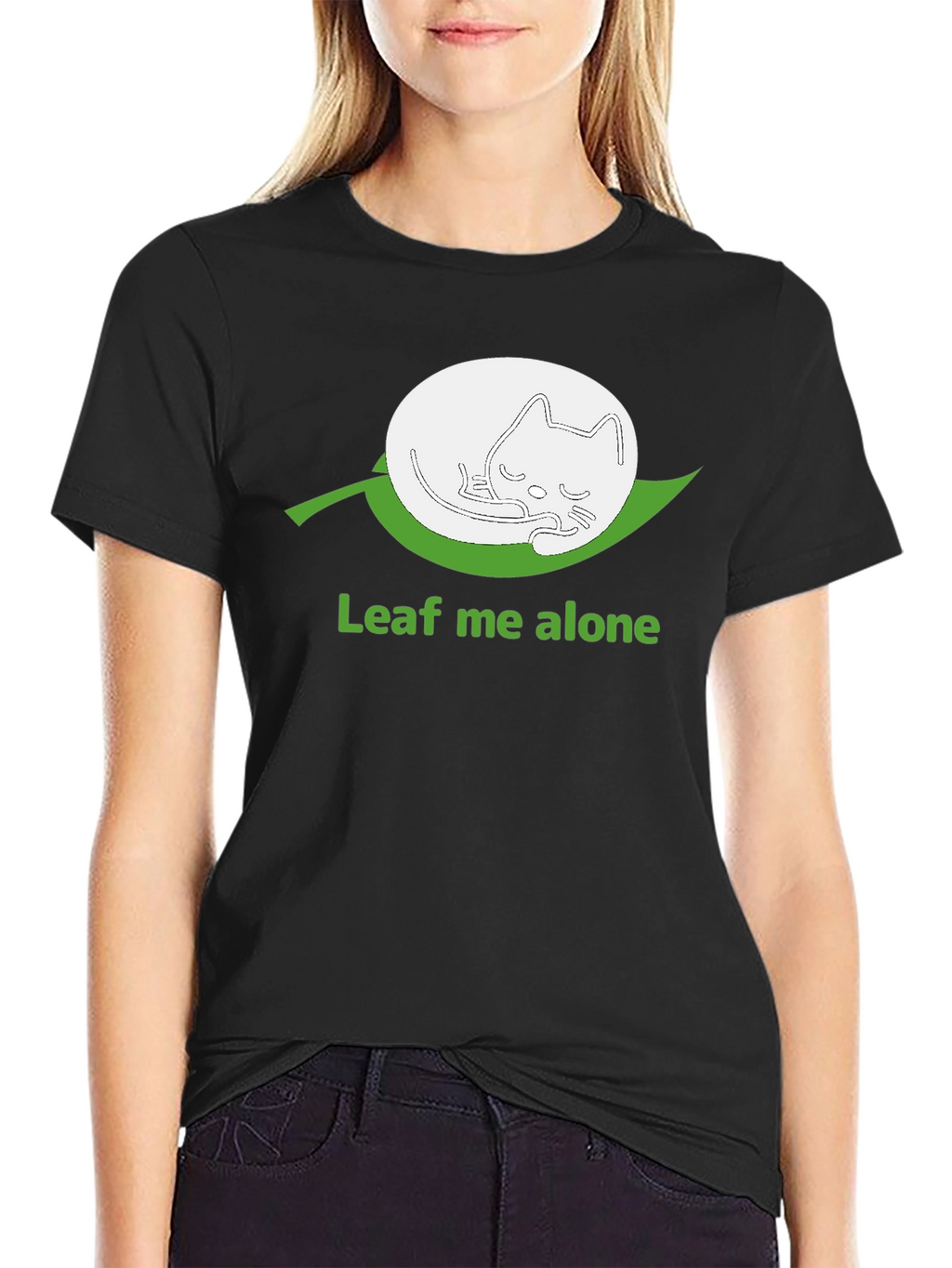 Leaf Me Alone Funny Cat T-Shirt