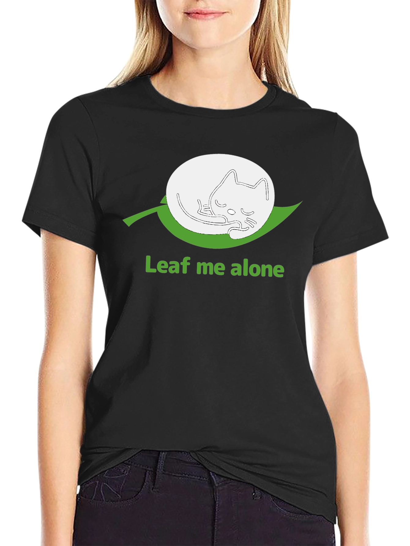 Leaf Me Alone Funny Cat T-Shirt