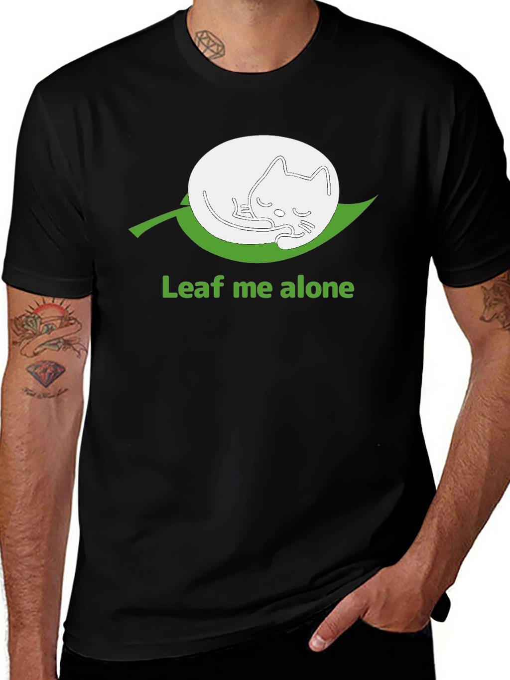Leaf Me Alone Funny Cat T-Shirt
