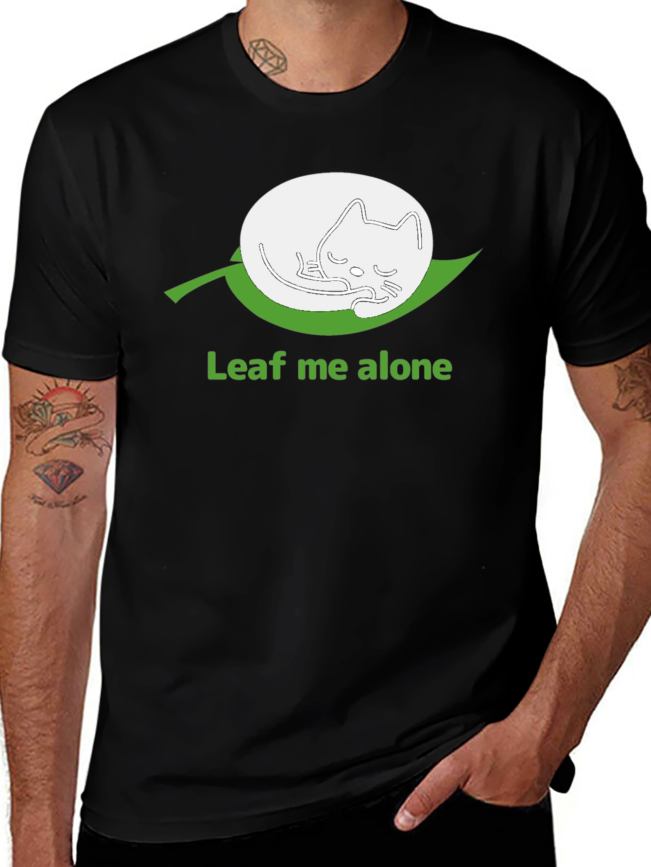 Leaf Me Alone Funny Cat T-Shirt
