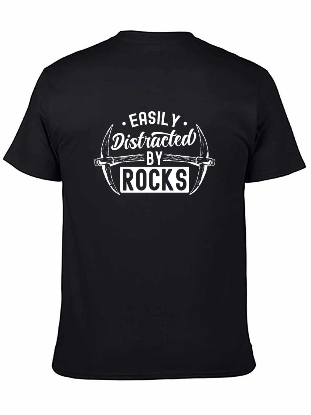 Easily Distracted By Rocks Black T-Shirt