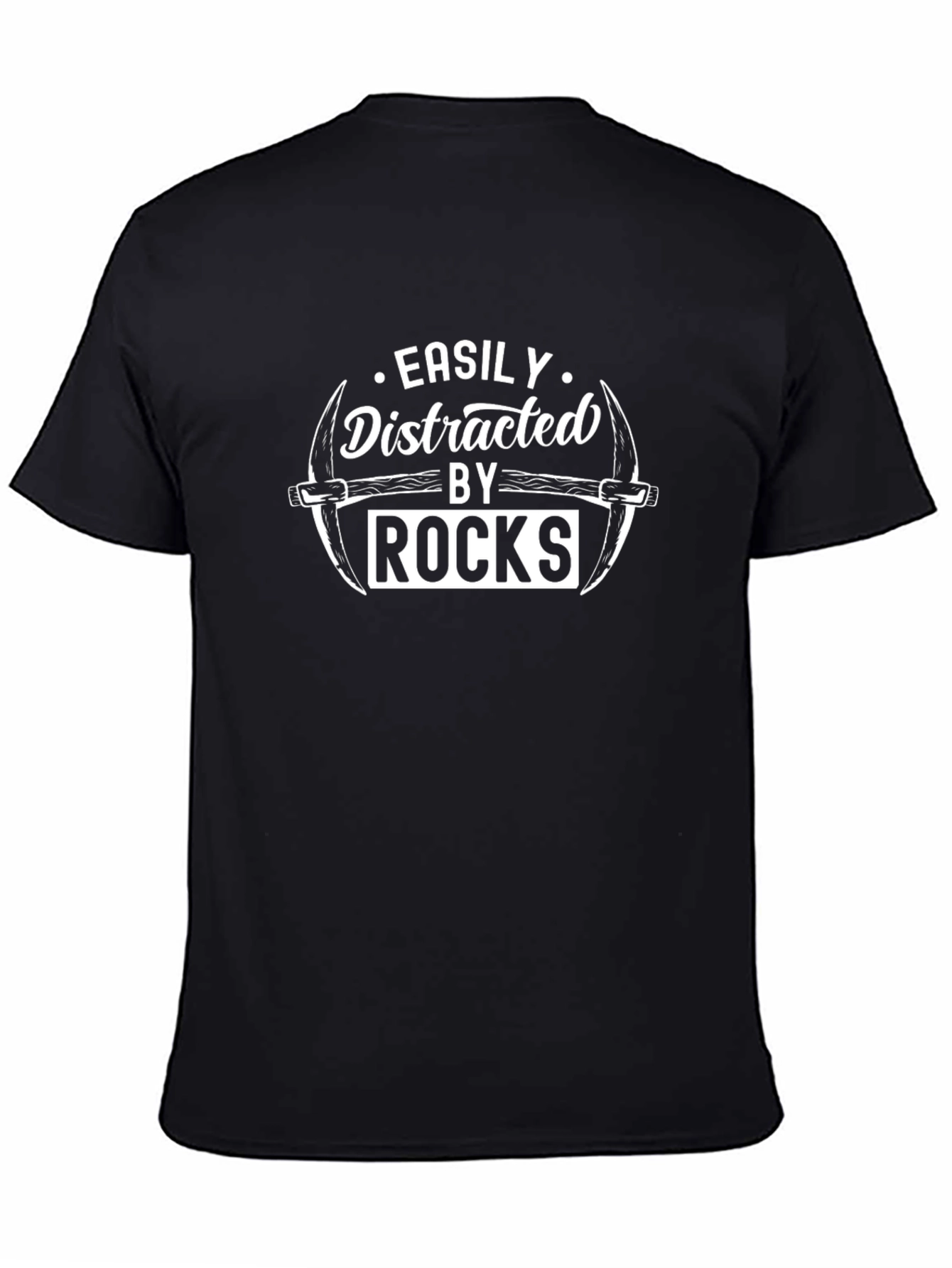 Easily Distracted By Rocks Black T-Shirt