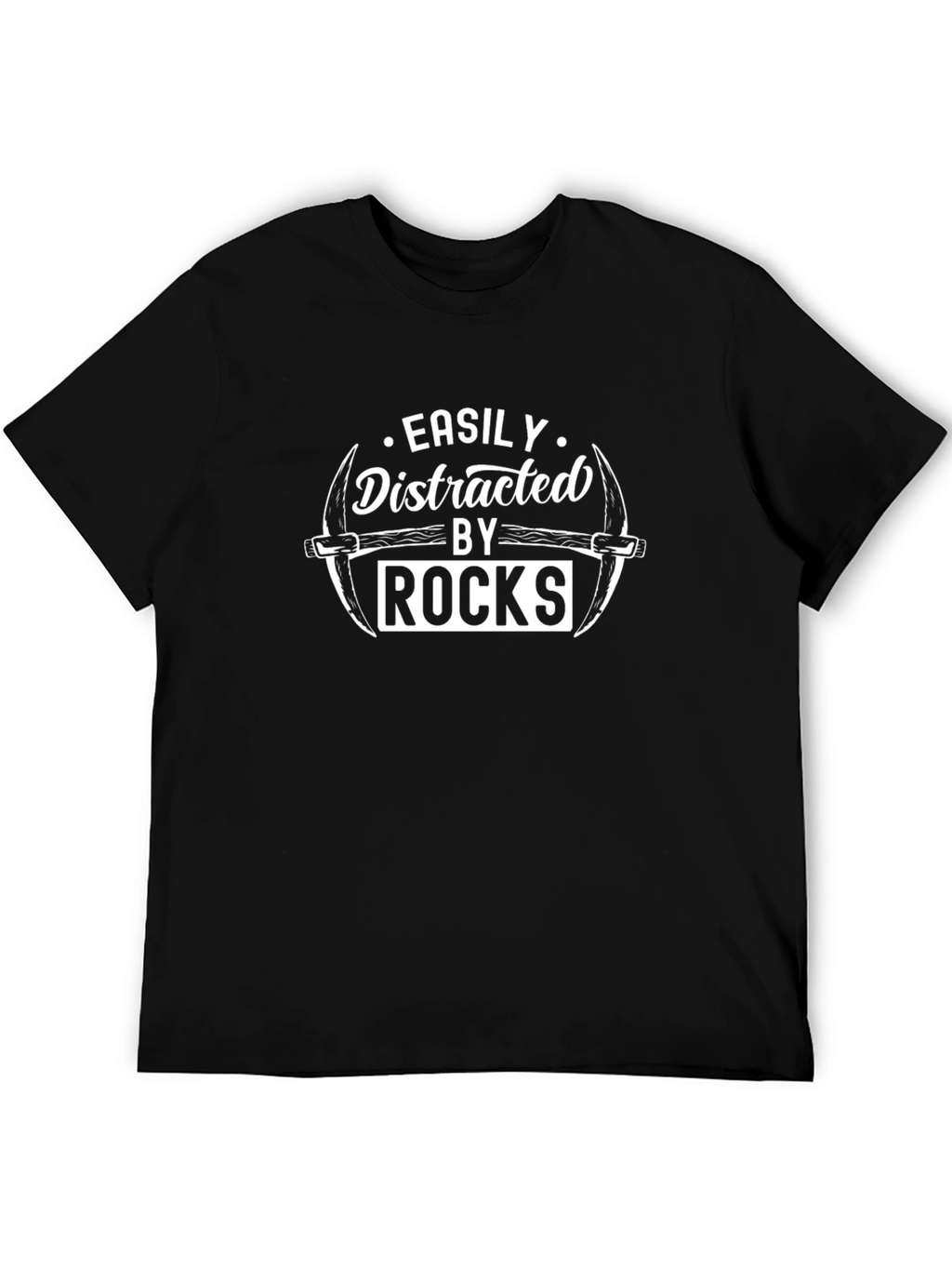Easily Distracted By Rocks Black T-Shirt