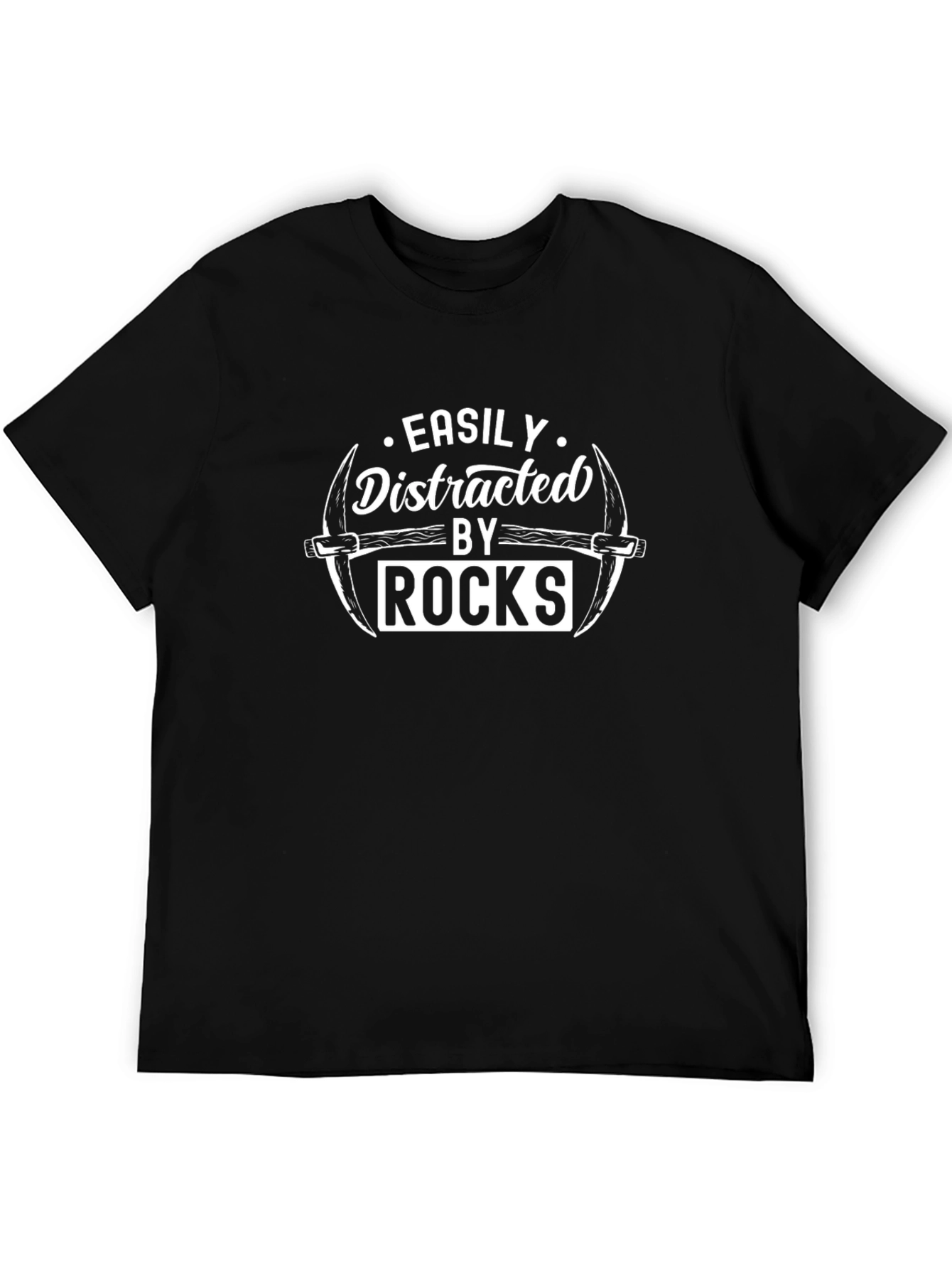 Easily Distracted By Rocks Black T-Shirt