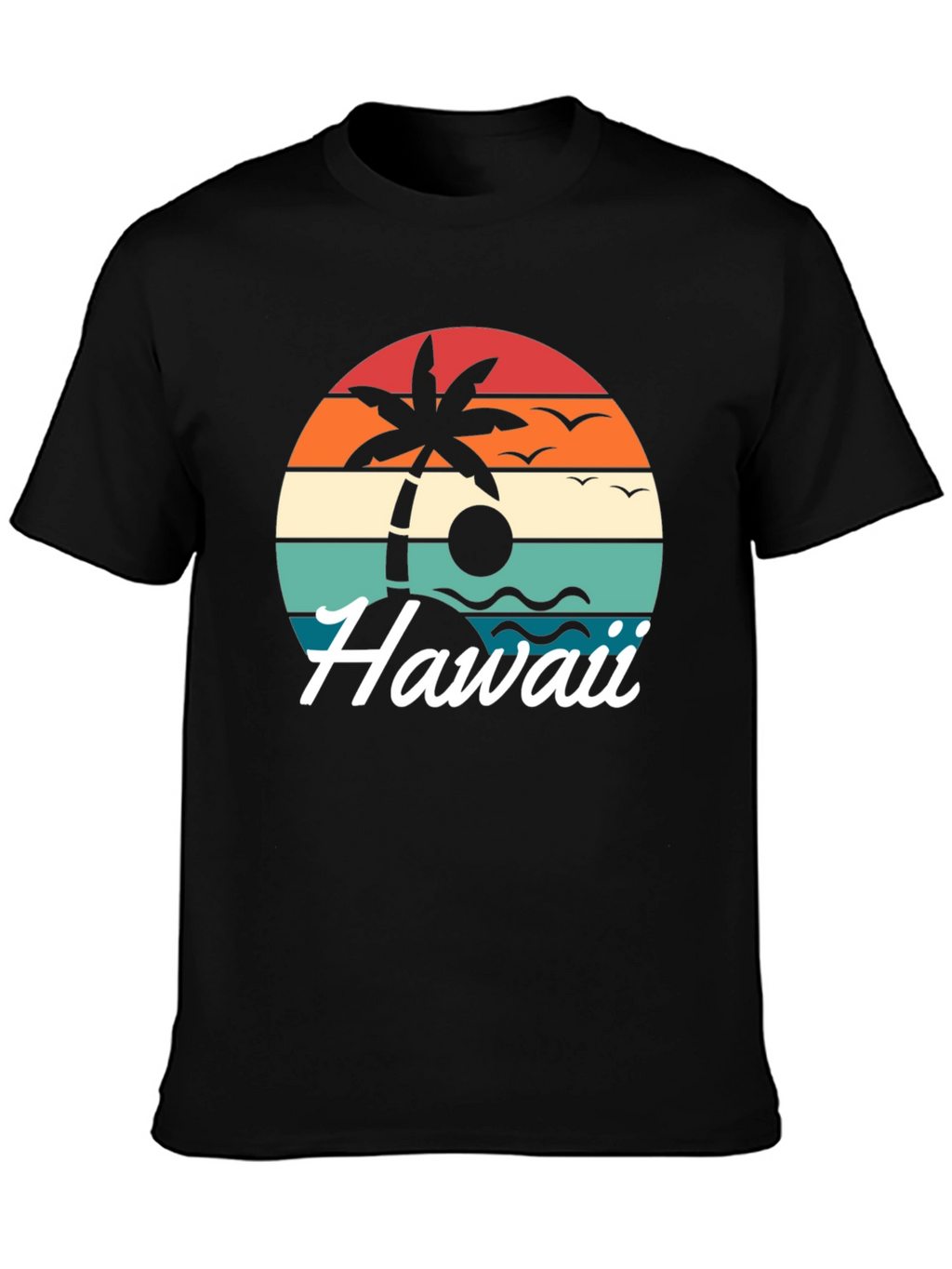 Retro Hawaii Palm Tree T-Shirt - Sunset Design