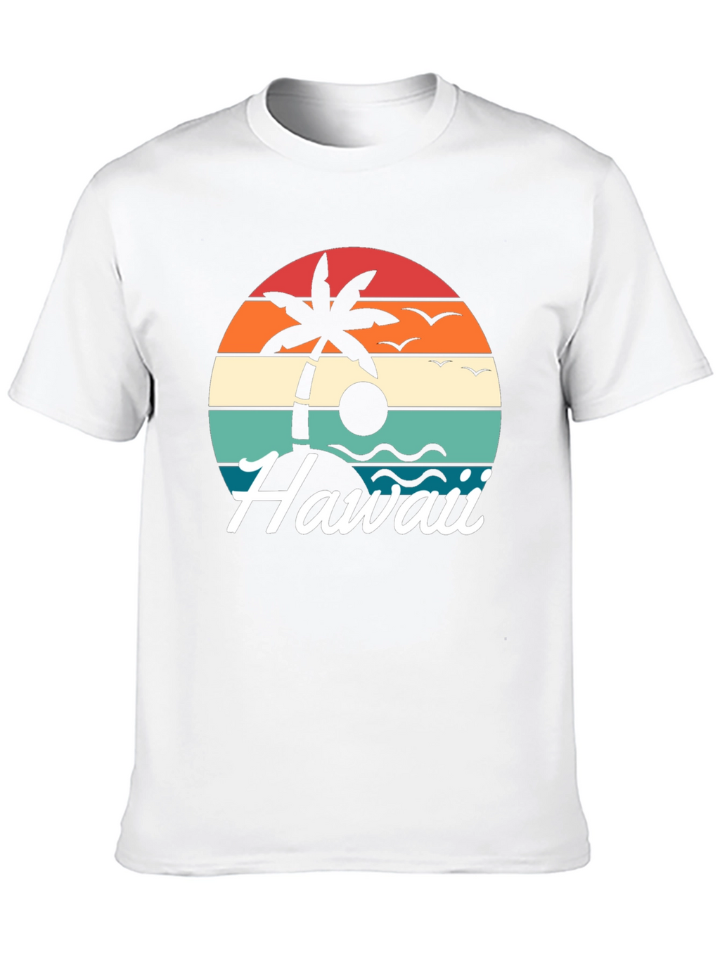 Retro Hawaii Palm Tree T-Shirt - Sunset Design