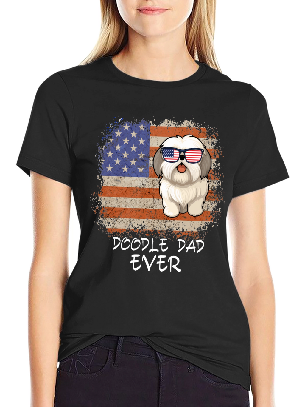 Doodle Dad Ever T-Shirt Patriotic Dog Tee