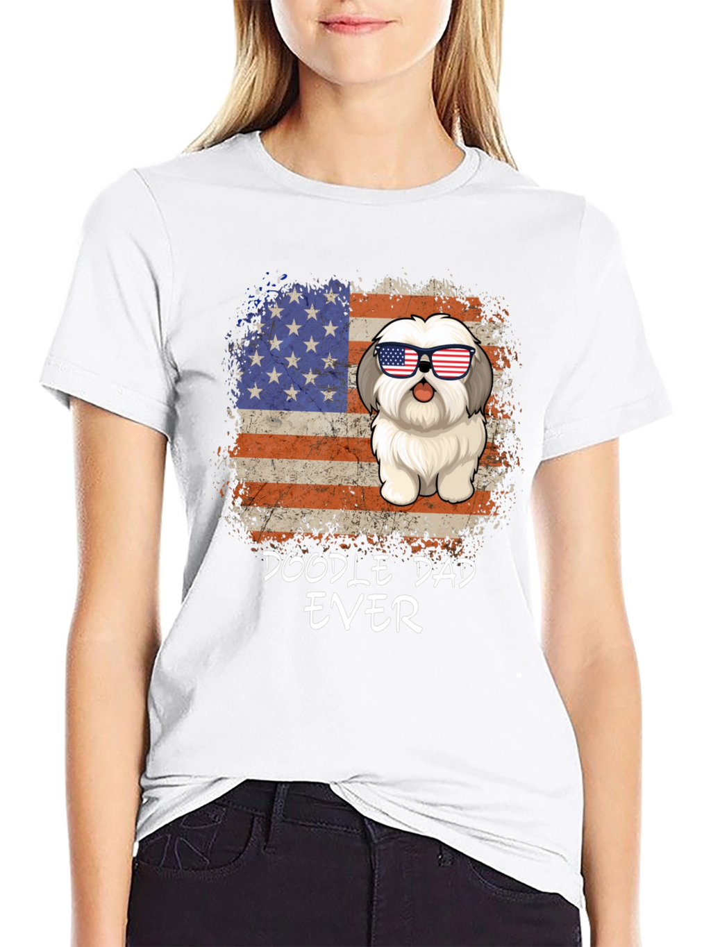 Doodle Dad Ever T-Shirt Patriotic Dog Tee
