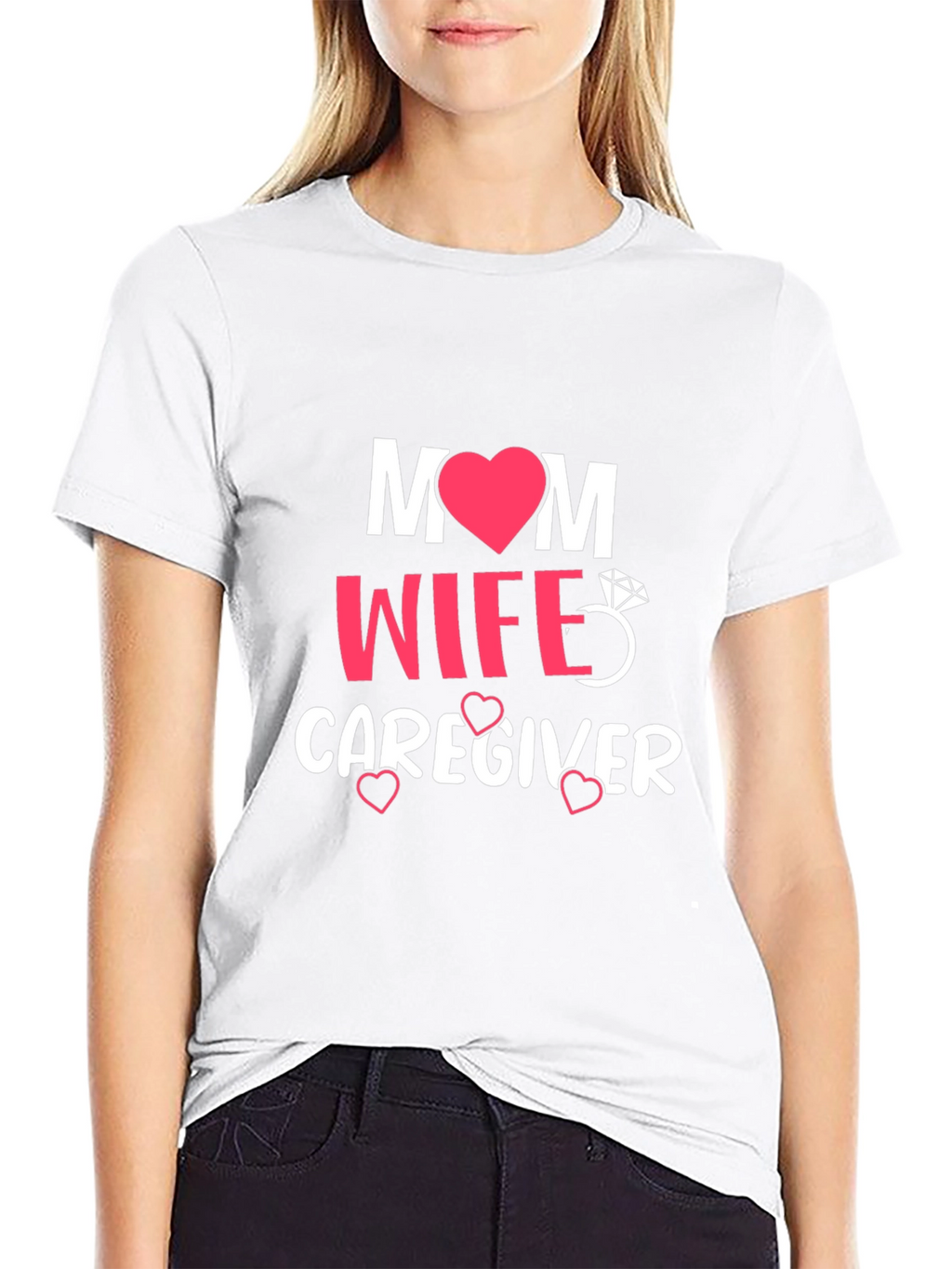 Mom Wife Caregiver Graphic Tee - Black T-Shirt