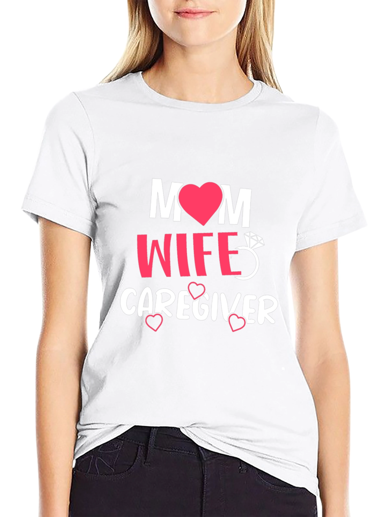 Mom Wife Caregiver Graphic Tee - Black T-Shirt