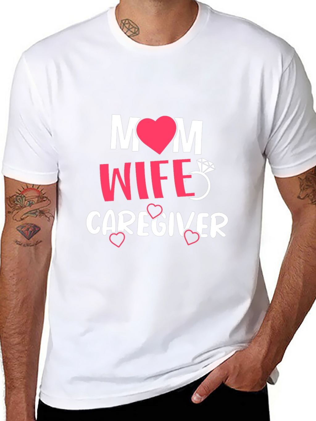 Mom Wife Caregiver Graphic Tee - Black T-Shirt