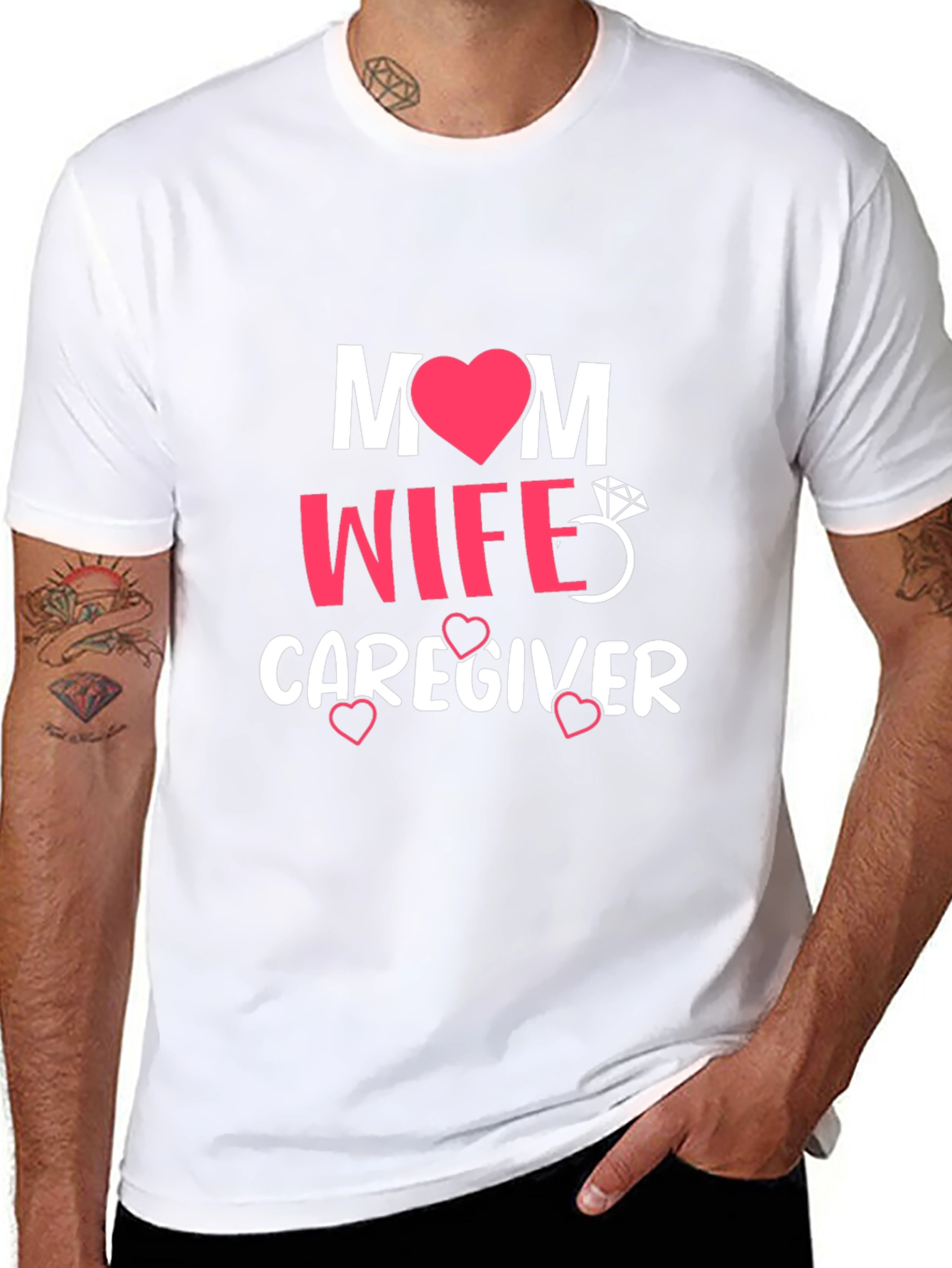 Mom Wife Caregiver Graphic Tee - Black T-Shirt