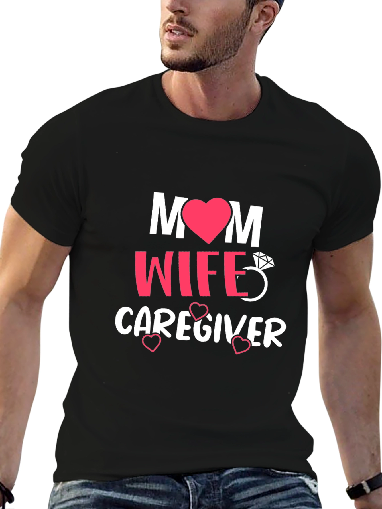 Mom Wife Caregiver Graphic Tee - Black T-Shirt