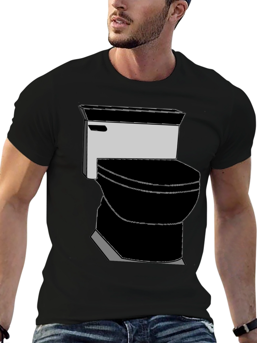 Toilet Graphic Tee - Black Novelty T-Shirt