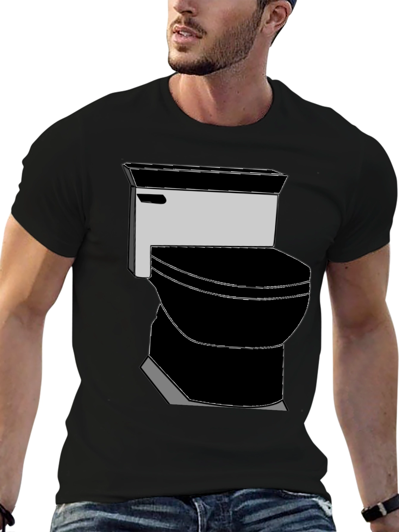 Toilet Graphic Tee - Black Novelty T-Shirt
