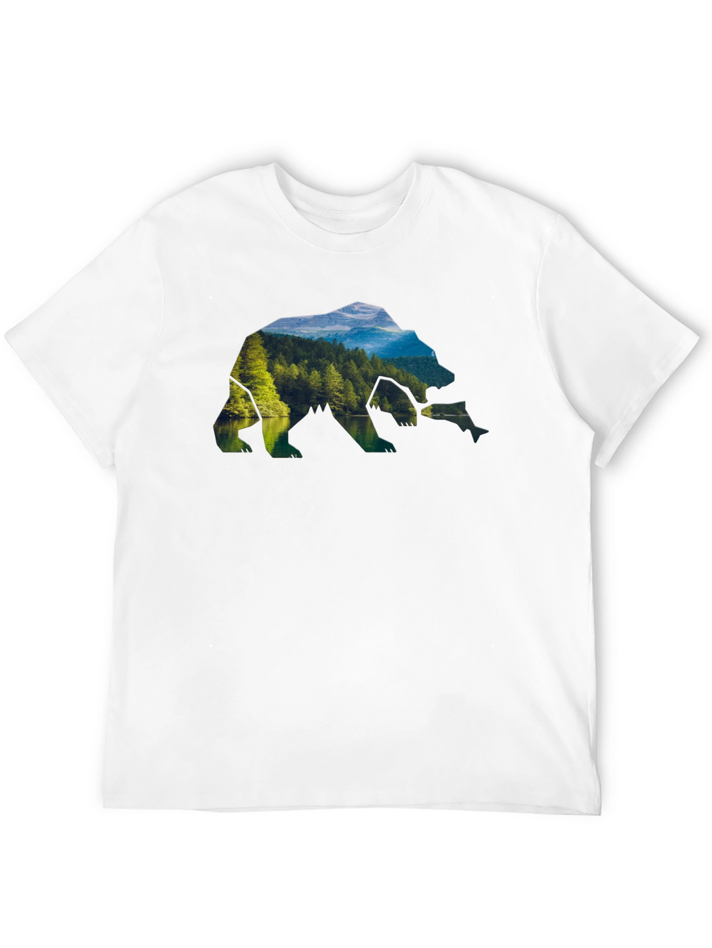 Nature Bear Graphic Tee - Black Crew Neck