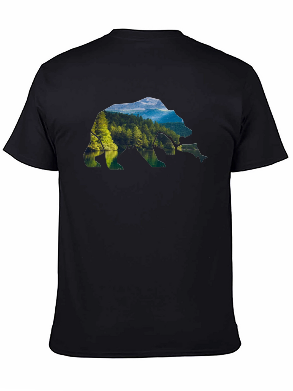 Nature Bear Graphic Tee - Black Crew Neck