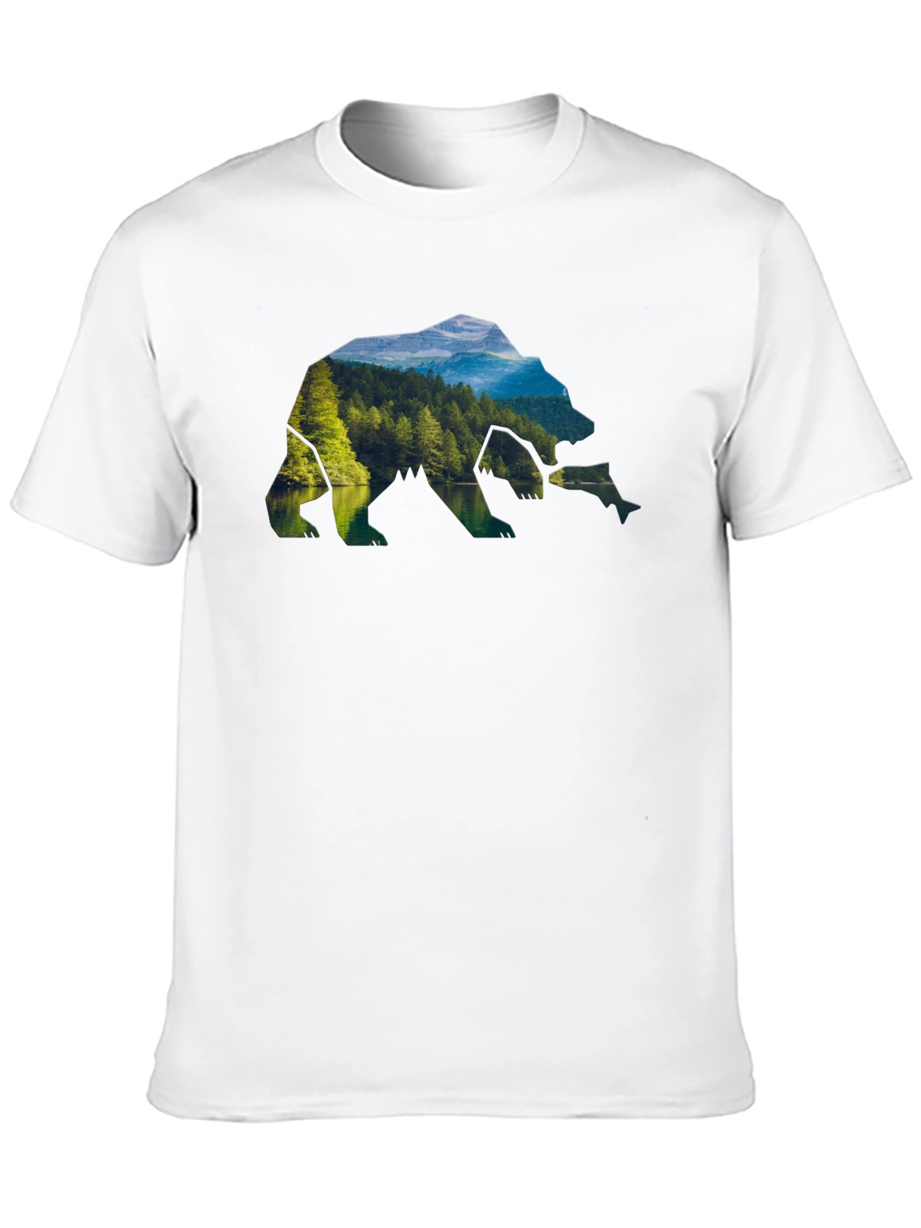 Nature Bear Graphic Tee - Black Crew Neck