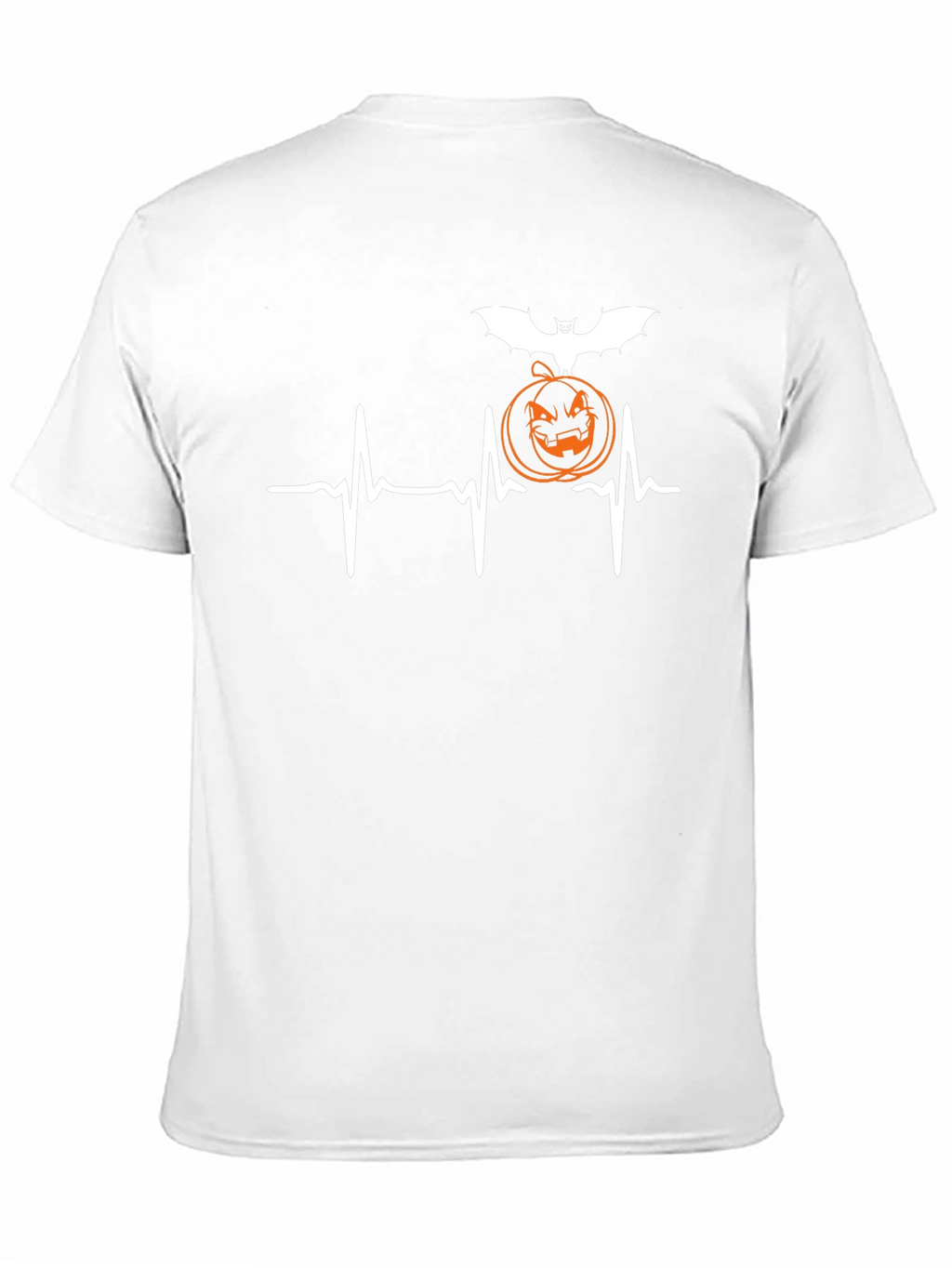 Halloween Heartbeat T-Shirt - Bat & Pumpkin Design
