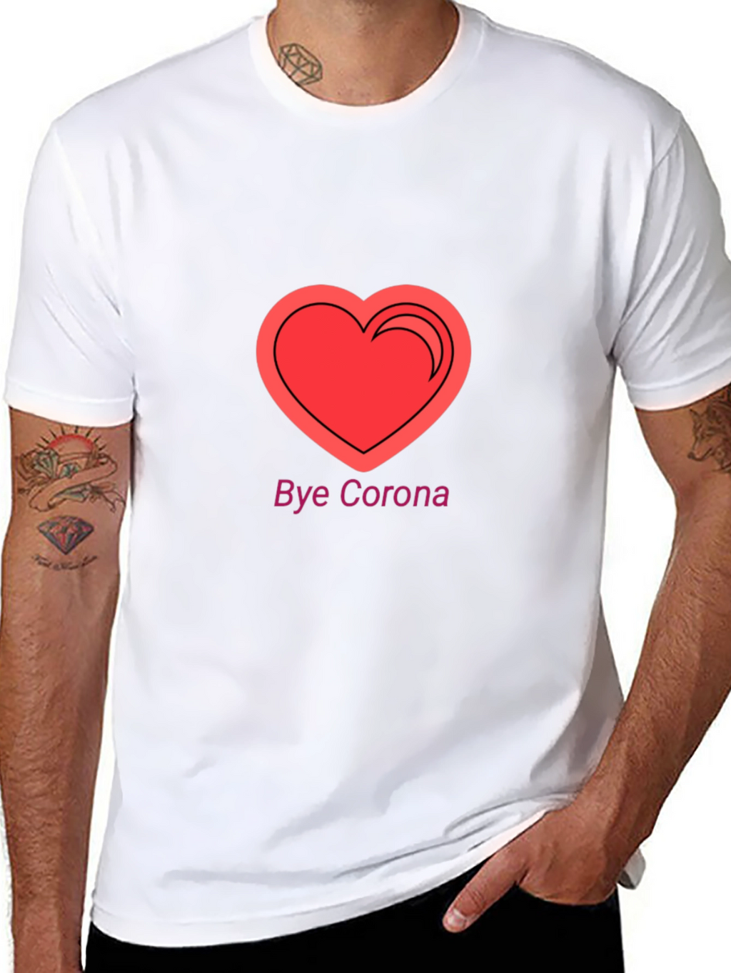Bye Corona Heart T-Shirt - Black