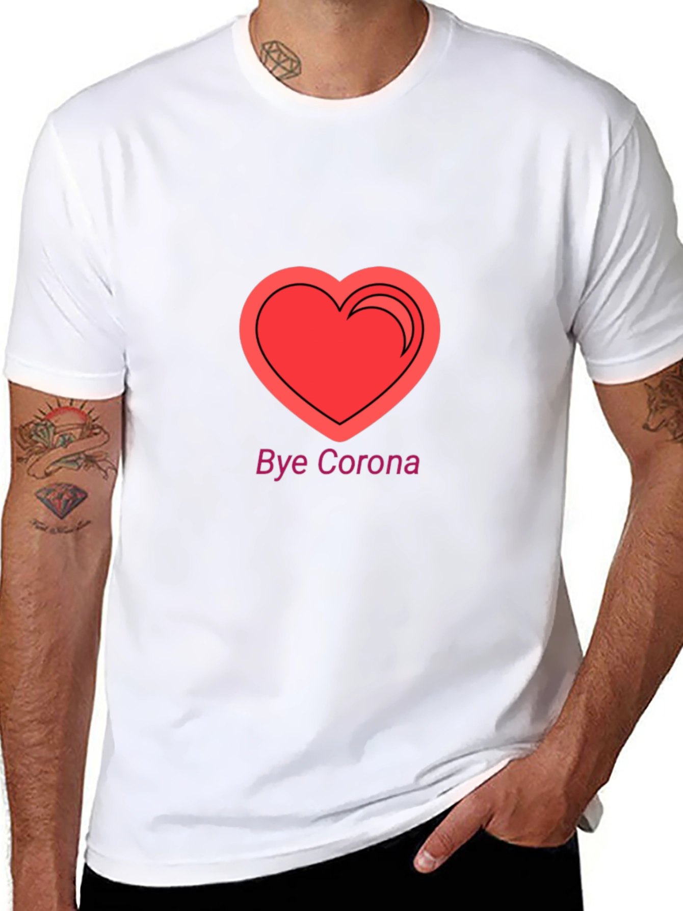 Bye Corona Heart T-Shirt - Black