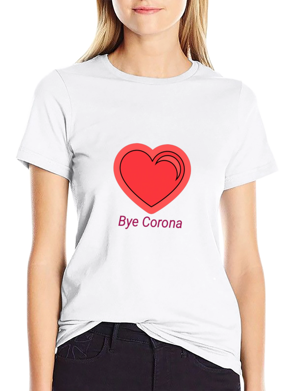 Bye Corona Heart T-Shirt - Black