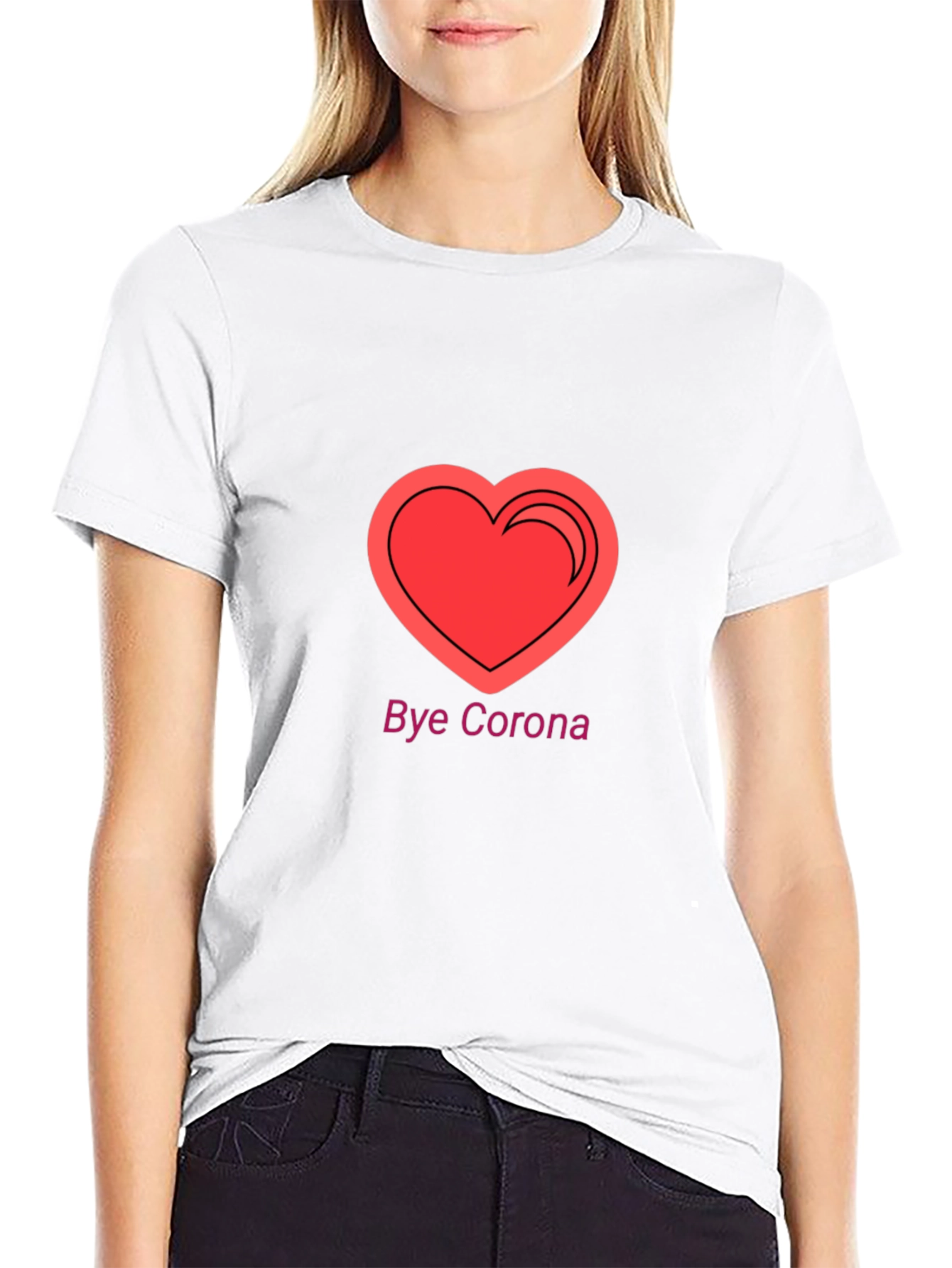 Bye Corona Heart T-Shirt - Black
