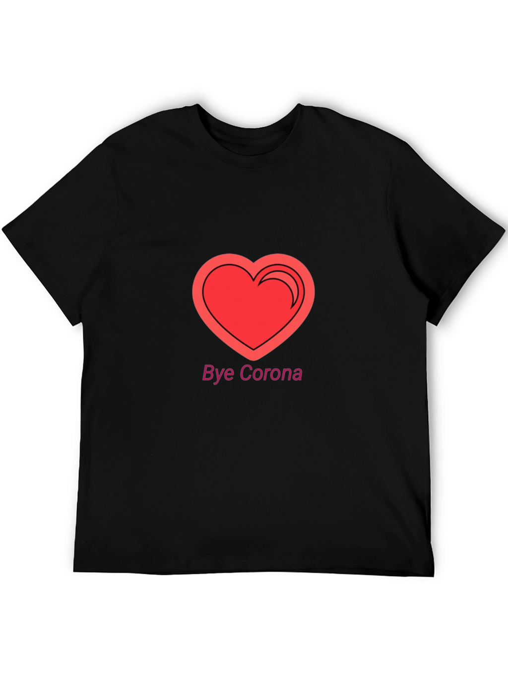 Bye Corona Heart T-Shirt - Black
