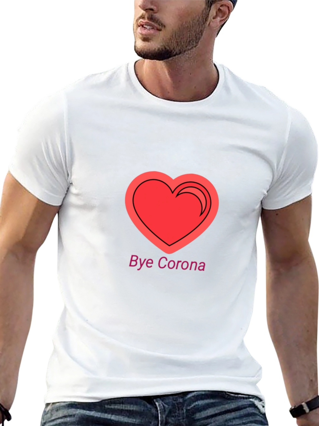 Bye Corona Heart T-Shirt - Black